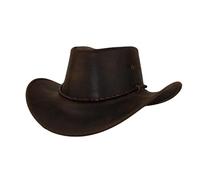 Black Jungle Kimbolton leather hat, western hat, Australian hat, cowboy hat (brown, M)