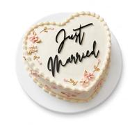 Black Just Married Cake Topper for Wedding, Personalised Acrylic