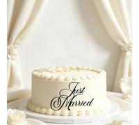 Black Just Married Wedding Cake Topper,Acrylic Just Married Message Sign Party Cake Decor,for Wedding/Marriage/Engagement Theme/Just Engaged/Bride & Groom/Bridal Shower Decoration Supplies