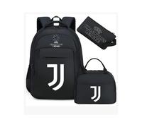(Black Juventus) Football star peripheral backpack student schoolbag three-piece lunch bag pencil bag children men's style