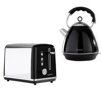 Black 'Kensington' Pyramid Matching 2 Slice Toaster and Kettle Set 1.7 Litre 3000W Bundle Pack Daewoo Black One Size