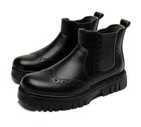 Black Kids' Ankle High Chelsea Boots - Side Zip School Boots Faux Leather Girls Princess Shoe Pull Tab Breathable Soft Sole Flat Shoes Lightweight Non-Slip Footwear UK Size 13