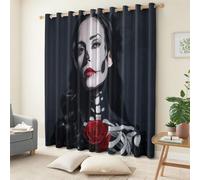 Black Kids Blackout Curtains 29.5 x 65 Inch, Hyperrealistic Woman Rose Print Light-Blocking Thermal Curtains, Noise-Reducing Easy-Clean Drapes Perfect for Nursery Bedroom Playroom