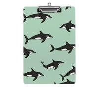 Black Killer Whale A4 Acrylic Clipboard for Papers Writing Planner, Office Wall Mounted Large Capacity Organizer