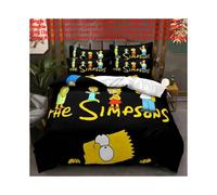 (Black, King(240x220cm)) Simpsons The Pattern Digital Print Duvet Cover Pillowcase Bedding Bedroom Set