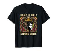 Black King Afro Crown Legacy Unity Strong Roots Design T-Shirt