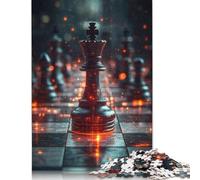 Black King Chess Piece Puzzle Family Fun Paper Rectangular Jigsaw Puzzle for Kids And Adults Age 12 Years Up Birthday Present 1000pcs (26x38cm)