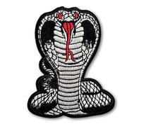 Black King Cobra Patch, Fanged Snake Venom Serpent Embroidered Badge