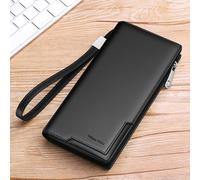 (black) King Paul Men's Genuine Cowhide Long Wallet With Large Capacity And Multi-card Slots, Anti-theft Design