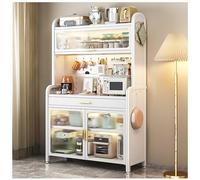 Black Kitchen Baker's Rack with Adjustable Drawer 5-Tier Multifunctional Storage for Microwave Buffet Coffee Station Bar Pantry