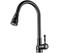 Black Kitchen Faucet Antique Copper Bathroom Tap Hot & Cold Water Mixer Swivel Spout Design Stylish Home Upgrade & Easy to Install