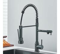Black Kitchen Faucet Pull Down Hot & Cold Mixer 2 Function Sprayer 360° Swivel Bridge Mount Flexible Design Modern Style Durable Construction
