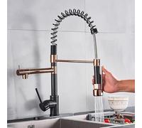 Black Kitchen Faucet Pullown Single Handle Sink Mixer Tap for Bar Farmhouse Commercial Use Rotatable One Hole Water Mixer Silver & h