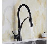 Black Kitchen Faucet with Dual Sprayer Nozzle Deck Mounted Single Handle Mixer Tap in Red Green Orange Hot & Cold Water Taps for Modern Kitchens