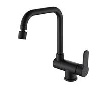 Black kitchen faucet, with open window Full copper hot and cold kitchen sink faucet-Black A