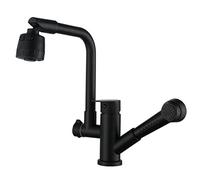 Black Kitchen Faucet with Pull Down Sprayer Rotating Brass Sink Tap for Hot & Cold Water Modern Design and Easy to Install Perfect for Home Kitchens