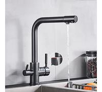 Black Kitchen Faucet with Water Filter RotatabDrinking Water Tap Purification Feature for Sink Stylish Mixer Modern Design DurabFinish
