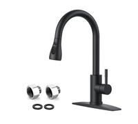Black Kitchen Faucets with Pull Down Sprayer with 2 Pack G3/8 Male to G1/2 Female Adapter
