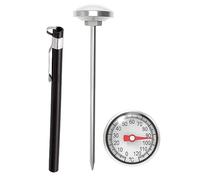 Black Kitchen Food-Cooking Meat Coffee Thermometer, Physical Sensing Stainless Steel Thermometer for Milk Foam Frothing Chocolate Water Grill, Turkey, BBQ Thermometers and Timers