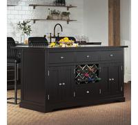 Black Kitchen Island - Granite Top
