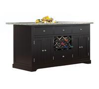 Black Kitchen Island - Grey Granite Top