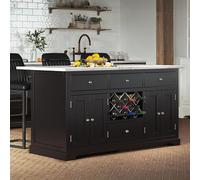 Black Kitchen Island - White Granite Top