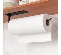 Black Kitchen Roll Holder Under Cabinet, Self-Adhesive Paper Towel Holder, Wall Mounted Paper Towel Rack, Suitable for Pantry, Kitchen, Bathroom