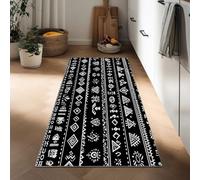 Black Kitchen Runner Rugs 60 x 120 cm Native American Symbols long Non-slip Washable, Bohemian Thin Low Pile Green Runners for Hallways Floor Carpet for Indoor Bedroom Entryway