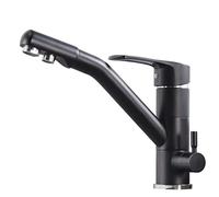 Black Kitchen Sink Faucet, 3-Way Brass, Hot & Cold Water, Rotatable, Multi-Function Sink Mixer Tap for Purified Water, Modern Design, Durable & Stylish