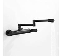 Black Kitchen Sink Mixer Tap with Hot and Cold Wall Mounted Single Handle Pot Filler Extension Faucet Universal Multifunctional Design