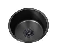Black Kitchen Sink Single Bowl 304 Stainless Steel Small Sinks Round Caravan Sink with Drain Pipe Installation Type from Top and Base (Ø 42cm)