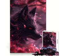 Black Kitsune Evil Fox Jigsaw Puzzle for Teenagers 1000 Pieces Mind Power Gentle Pastime Uniform Edges Memorable Gift (50x75cm)