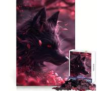 Black Kitsune Evil Fox Jigsaw Puzzle for Teenagers 1000 Pieces Mind Power Gentle Pastime Uniform Edges Memorable Gift (38x26cm)