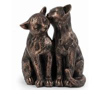 Black Kitten Cat Ornament, 23cm Memorial Garden Statue Preening Sculpture