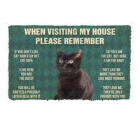 Black Kitten House Rules Custom Dirt Trapper Indoor Welcome Doormat (50x80cm)
