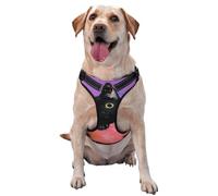 Black Kitten On Purple Surrealism No Pull Dog Harness Adjustable Reflective Oxford Easy Control Medium Large Dog Harness