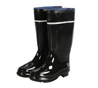 Black Knee High Men's Rain Boots, Heavy-Duty Slip On Muck Wellingtons Boots Durable Cozy Lining Garden Shoes Chunky Platform Mens Wellies Waterproof Kitchen Footwear Outdoor Work Shoes UK 8.5