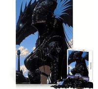 Black Knight And Dragon Anime Art Jigsaw for Adults 1000 Pieces Critical Think Cozy Pastime Uniform Edges Xmas Present (38x26cm)