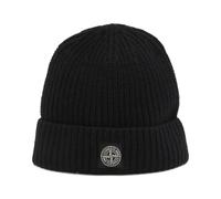 Black Knit Logo Patch Wool Hat - male - Stone Island - Accessories - Black - ONE SIZE - Accessories ONE SIZE