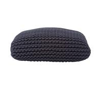 (Black) Knitted Cotton Pouffe Floor Cushion Square