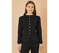 Black Knitted Fitted Button Down Peplum Cardigan Yumi Black M