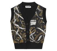 Black Knitted Gilet with Chain Print - female - Moschino - Kids Cardigans - Black - 8 Y - Kids 8 Y