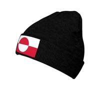Black Knitted Hat with Greenland Flag Prints Stylish and Durable Suitable for Sports and Outdoor Activities, Black, One size