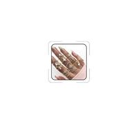 Black Knuckle Rings Set for Women Vintage Stackable Midi Rings Boho Crystal Pearl Sea Wave Finger Ring Pack, Metal, No Gemstone