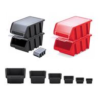 B2C Storage Bins Plastic Order Picking Parts Boxes Lid Scooped Front Stackable Wall Garage Workshop Tool Container (Without lid, XL - 290x200x150mm)