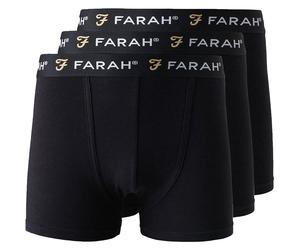 (Black, L) Farah Designer Mens Boxer Shorts 3 Pack Gift Set