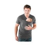 (Black, L) Kangaroo Dad Stretchy Infant Carrier T-shirt With Big Pocket