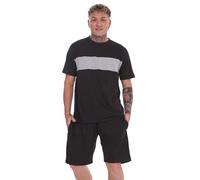 Malay Pyjama Set Shorts Cotton Jersey Round Neck Loungewear Striped T-Shirt Nightwear Black