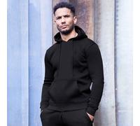 Enzo Mens Hoodie Pullover Hooded Sweatshirt Fleece Warm Hoody Top Black L