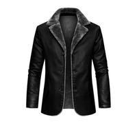Black,L,Men's PU Leather Sexy Casual Fleece Lined Thickened Warm Leather Jacket Motorcycle Outerwear DS Nightclub Stage Clothing